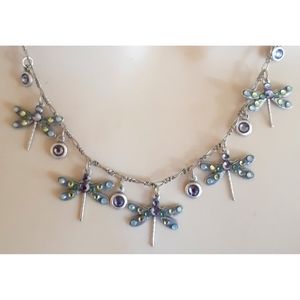 Anne Koplik SilverSwarovski Dragonfly Necklace